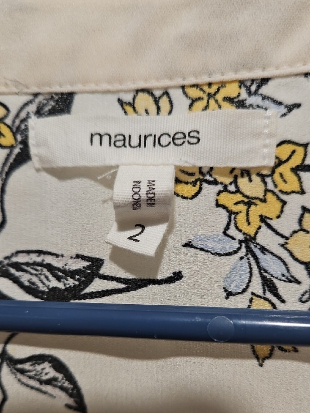 Maurices Cream Floral Zip-Front Blouse with Yellow Accents - Picture 2 of 6